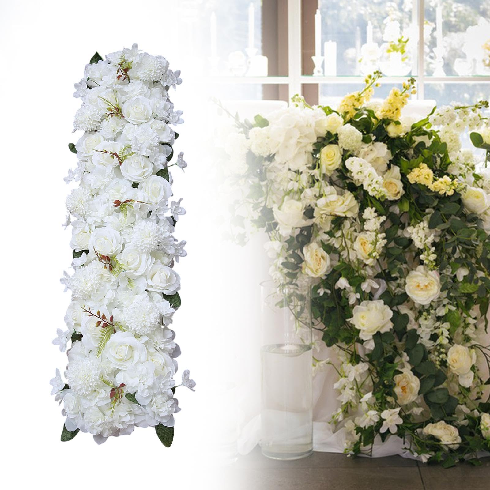 Panneau de Fond Floral En Roses Artificielles, Composition de Fleurs En Soie à Faire Soi-même pour Mariage, Salon, Balcon, Entrée, Blanc