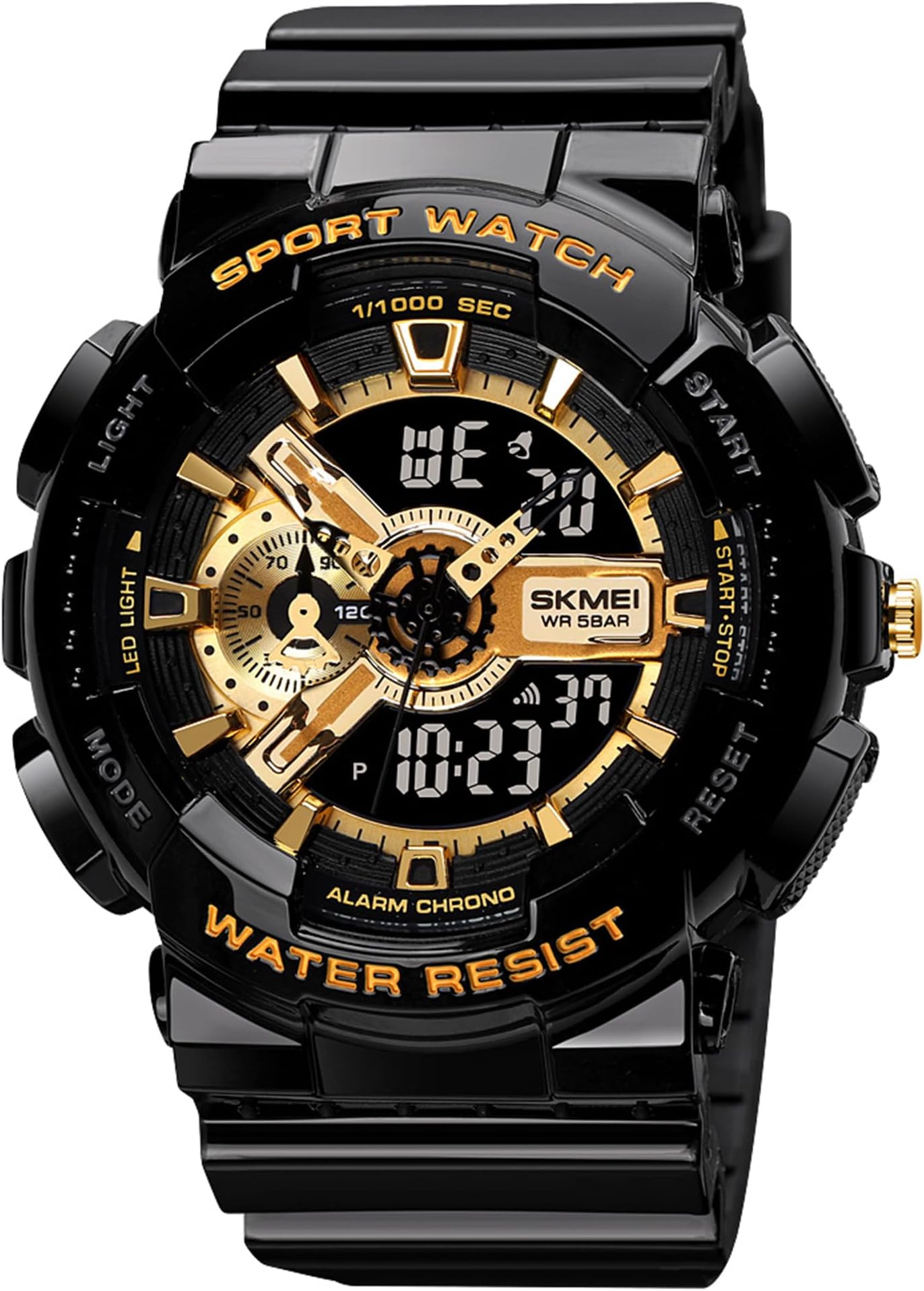 Sports Digital Waterproof Watch for Men – 50M Water-Resistant, Dual Time Display, Stopwatch, Alarm, LED Backlight, 12/24H Format – Durable PU Strap & ABS Case – Outdoor Tactical Watch - 1688