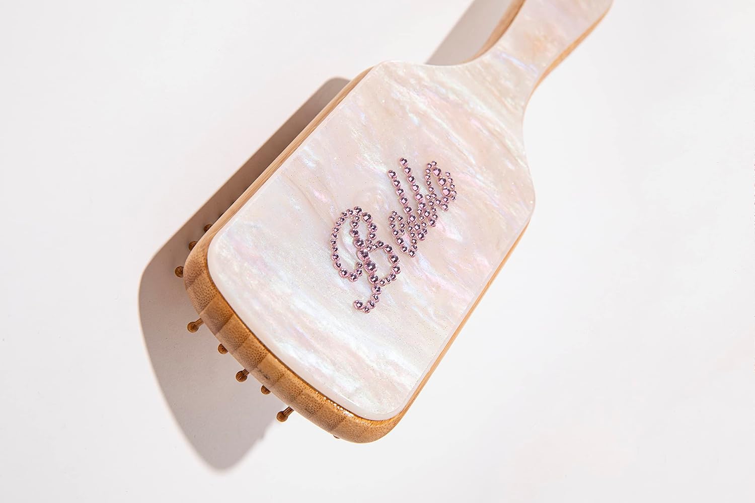 Custom Rhinestone Name Hair Brush Personalized gifts Natural Wooden Bamboo Brush (Wet/Curly/Thick/Dry & Damaged Hair) - Women & Men Hair Styling Tool Jewelry Gifts