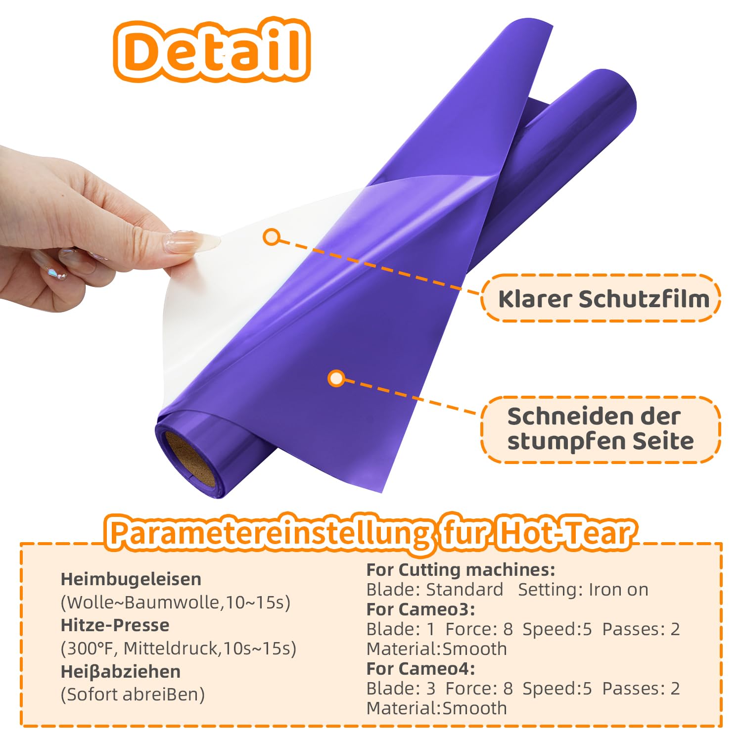 Fioletowa folia do plotera, tekstylna rolka - 30,5 cm x 410 cm, folia premium do prasowania, do tekstyliów, kompatybilna ze wszystkimi ploterami tnącymi, folia elastyczna do ubrań, toreb