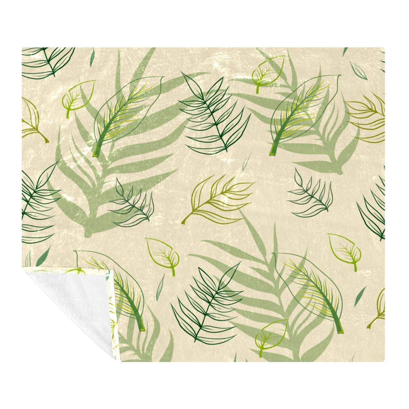 Couverture en flanelle polaire douce motif feuilles tropicales chic