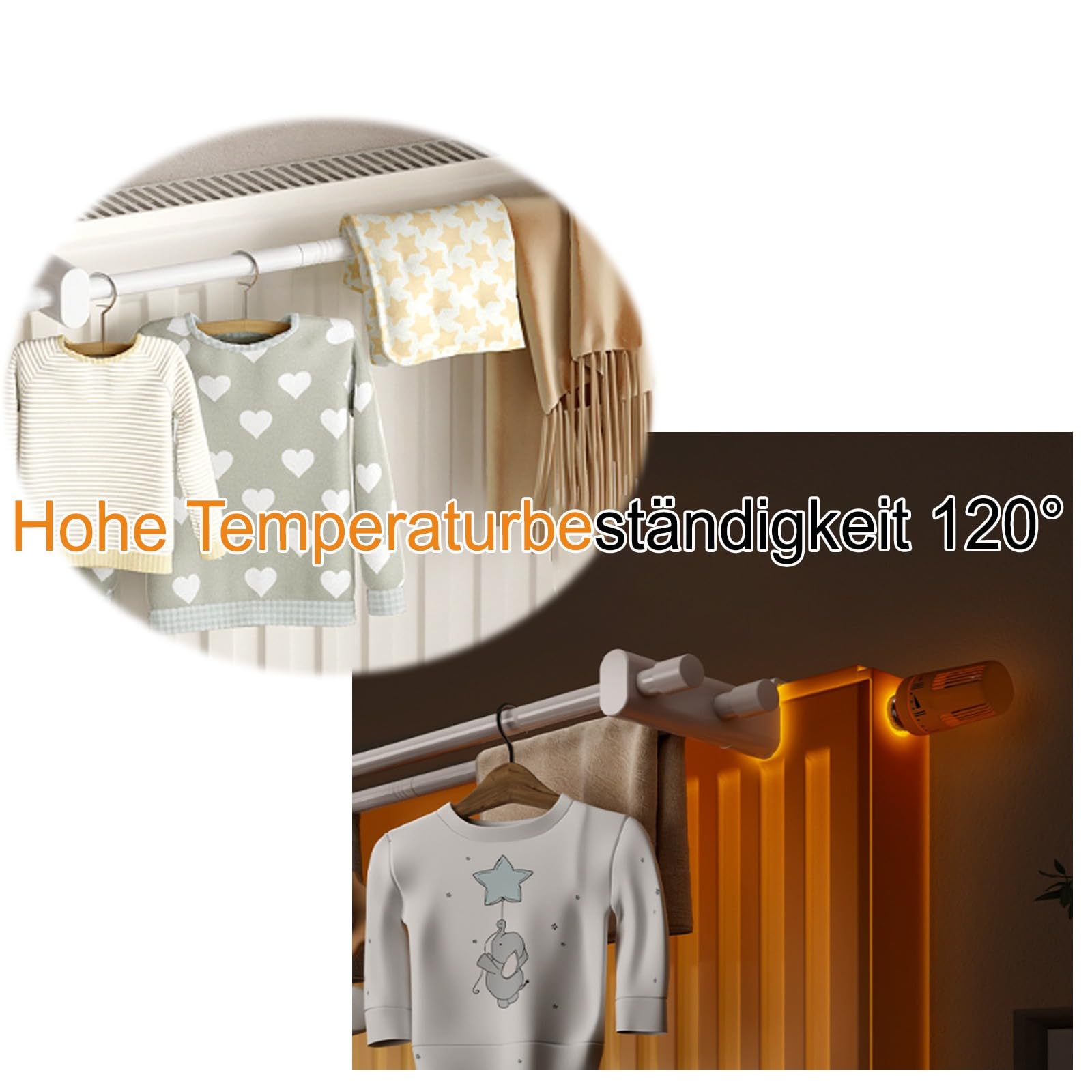Heizkörper-Handtuchhalter, ohne Bohren, beheizter Handtuchhalter, weiß, Einzelstange, 70 cm, perfekt für Wäschetrockner, platzsparendes Design für Badezimmer und Küche