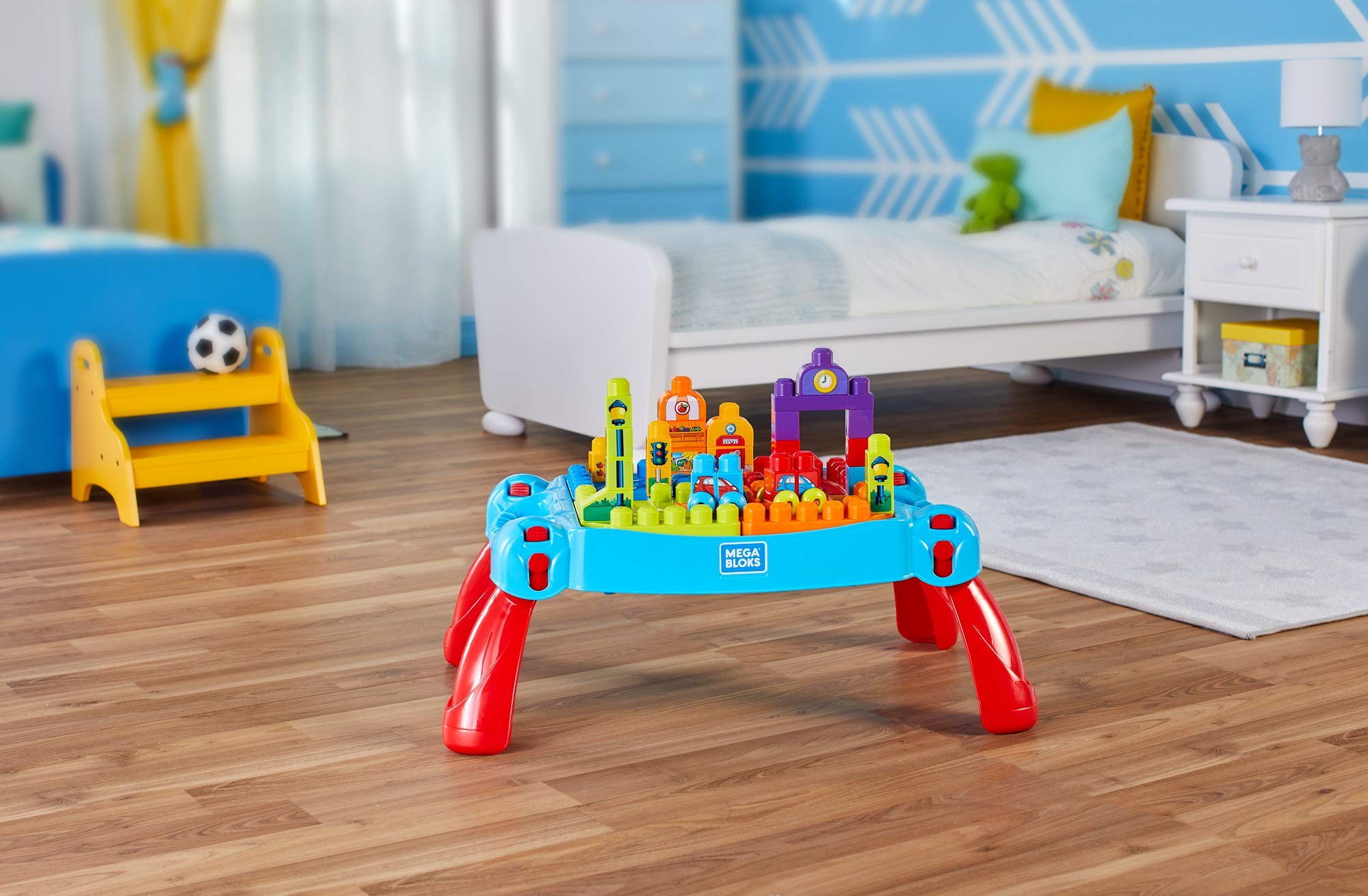 MEGA BLOKS Bauset - Spielend leicht Logik und Zahlen lernen - Spieltisch zum Fördern der motorischen Fähigkeiten, Lernspielzeug für Kleinkinder, FGV05