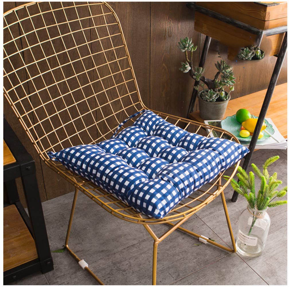 Uministyle Pack of 2 Padded Cushion Chair Seat Pads Chair Seat Cushion Pads for Dining Chair Seat Pad Dining Room Garden Kitchen Office Chair Cushions 40x40 cm with ties (blue+white)
