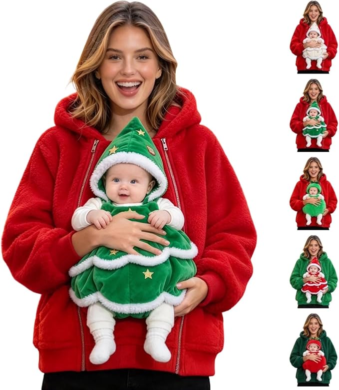 Sudadera Portabebés con Forro Polar para Mujer - Edición Navideña