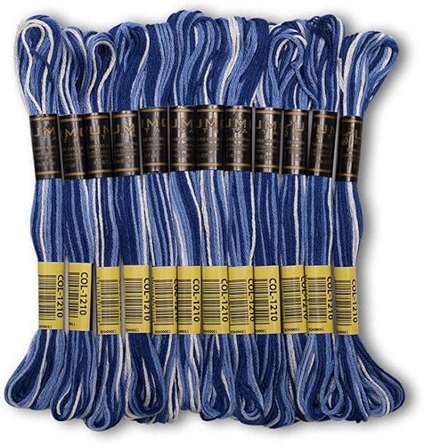 Miniatura 103 de Paquete de 12 hilos de bordado de alta calidad, madejas de 100% algodón egipcio de alta calidad, hilo de bordado de punto de cruz, algodón trenzado