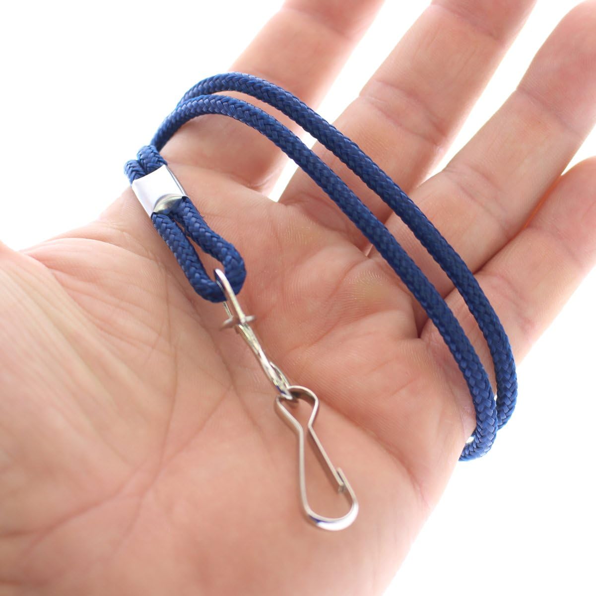Specialist ID Bulk 100 Pack - Premium Round ID Badge Holder Neck Lanyards for Badges and Name Tags - 36 in Non-Breakaway Heavy Duty Rope Cord & Secure Metal Swivel J Hook Clip (Navy Blue/Dark Blue)