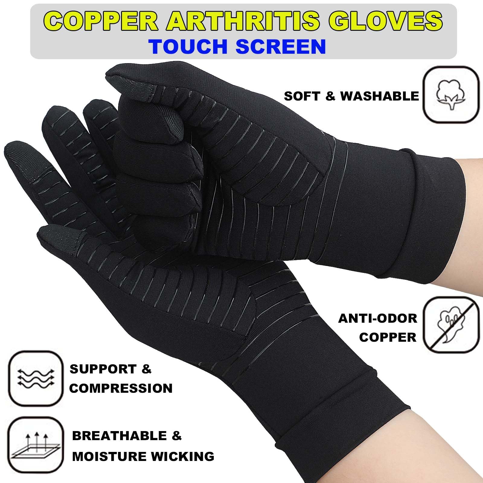 2 Pairs Full Finger Compression Gloves For Women Men