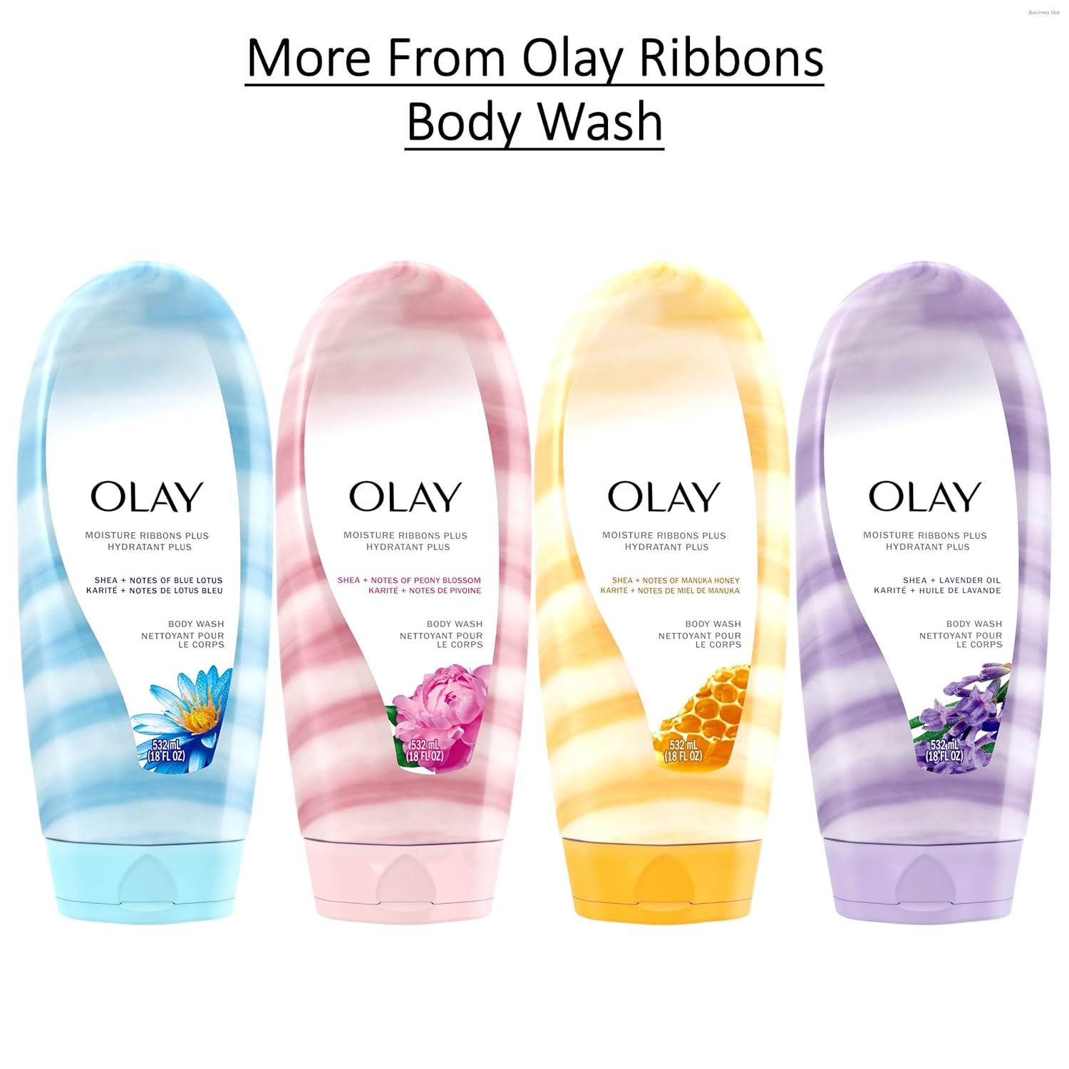 Olay Body Wash for Women, Moisture Ribbons Plus, Deep Conditioning & Moisturizing Formula, Long Lasting Smooth Soft Skin, For All Skin Types, Shea Butter & Lavender Oil Scent, 18 fl oz (Pack of 4)