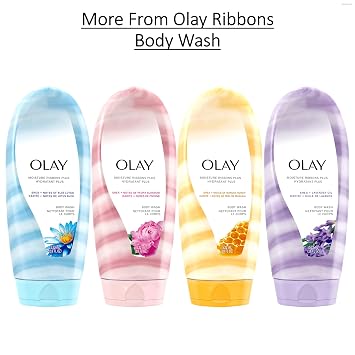 Olay Body Wash for Women, Moisture Ribbons Plus, Deep Conditioning & Moisturizing Formula, Long Lasting Smooth Soft Skin, For All Skin Types, Shea Butter & Lavender Oil Scent, 18 fl oz