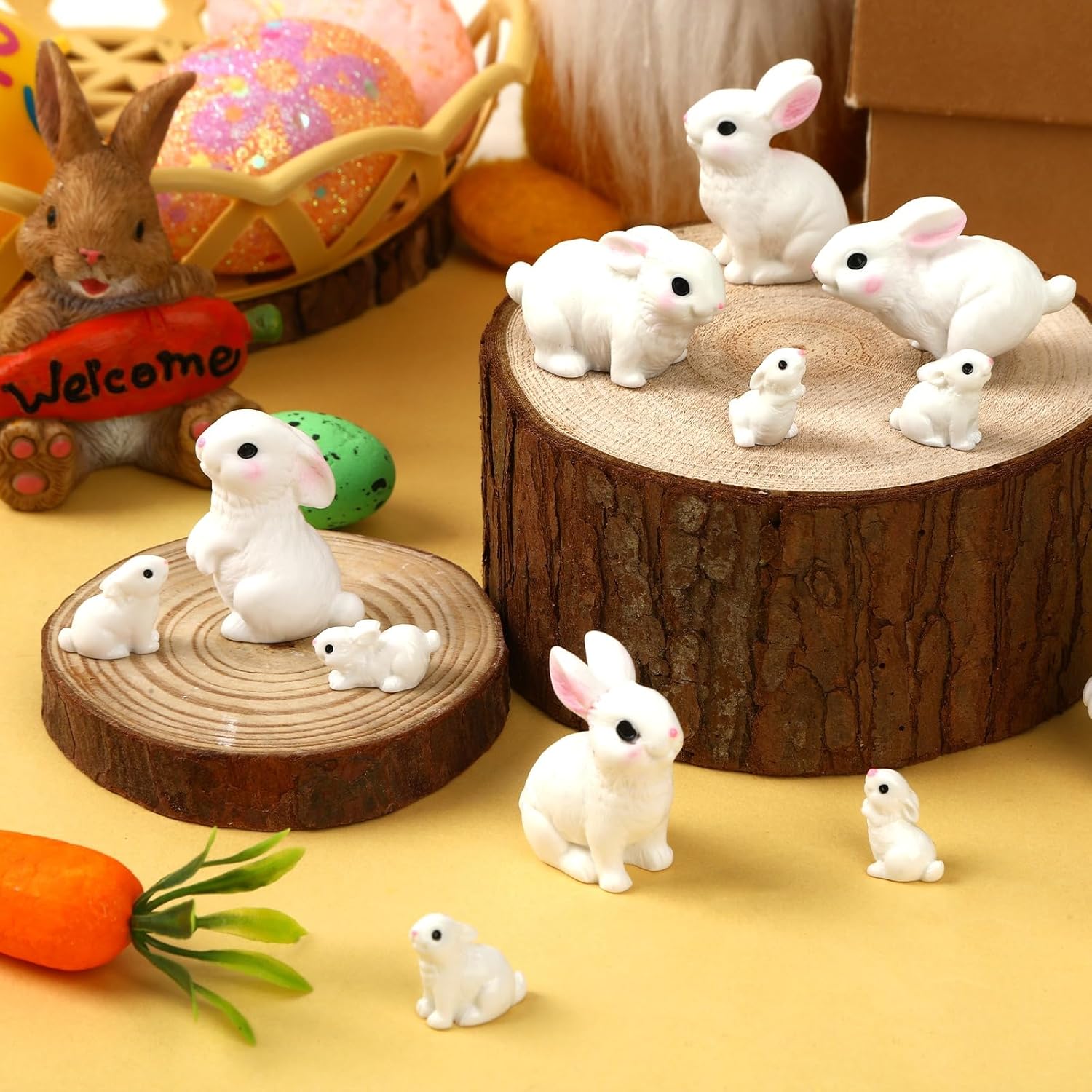 60Pcs Mini Easter Rabbit Figurines, Multi-Pose Resin Bunnies for Tabletop Decoration, Party Favors and Creative Ornaments - Image 4