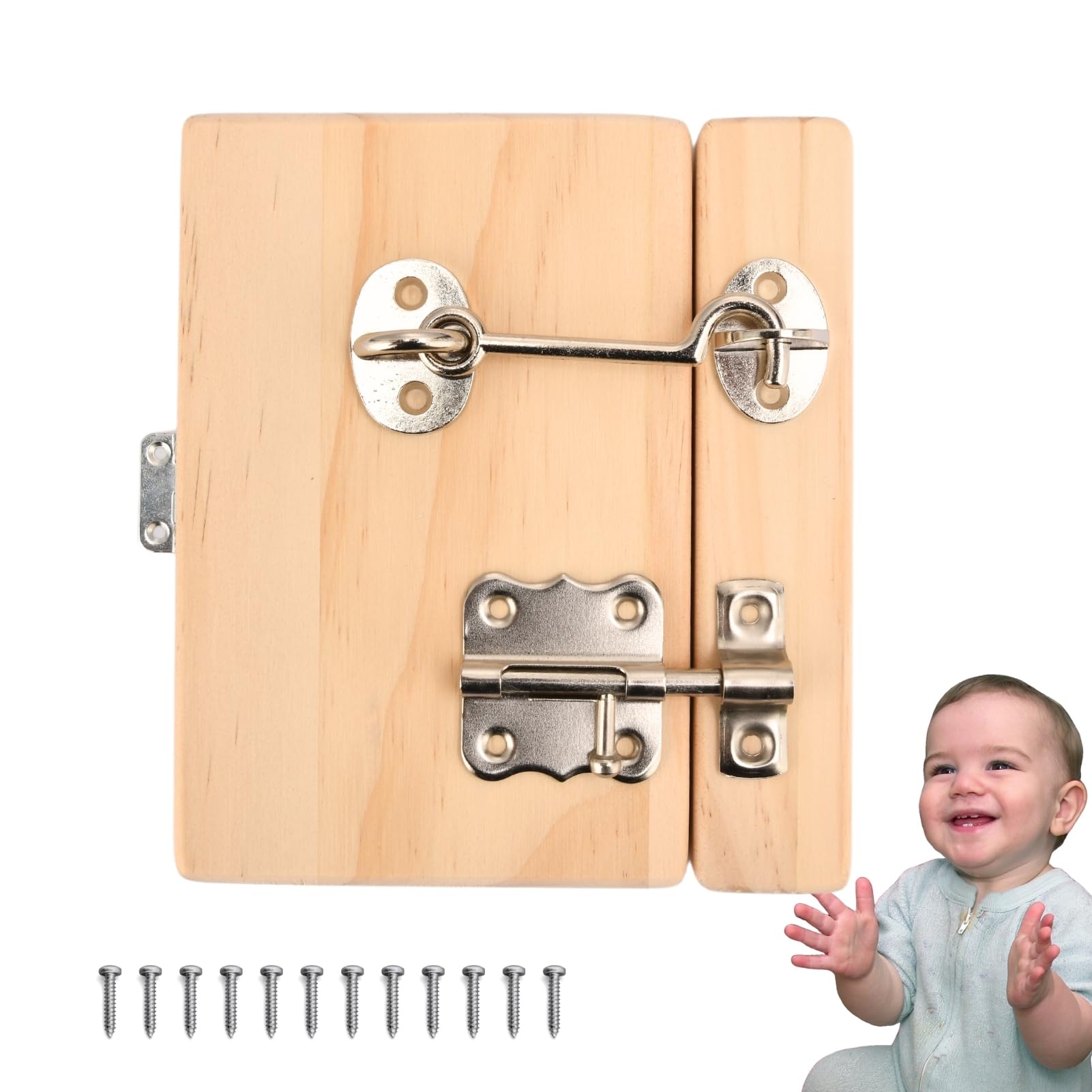 Montessori Wooden Busy Board DIY Accessories Parts Set-DIY Materials for Parents-Sensory Board Items-Activity Parts-Preschool Educational Toy-Sensory Wall Material Kit-Wooden Door