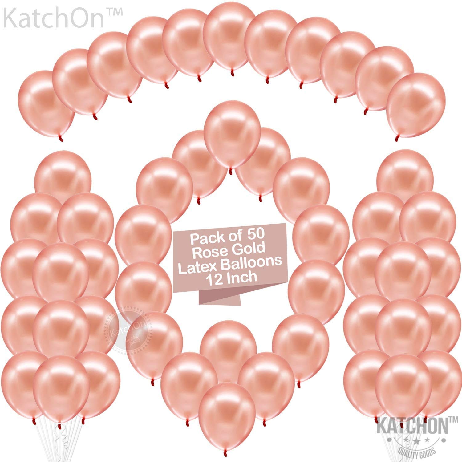 Buy Rose Gold Balloons Set, 50 Pieces 12 Inch, Metallic Rose Gold