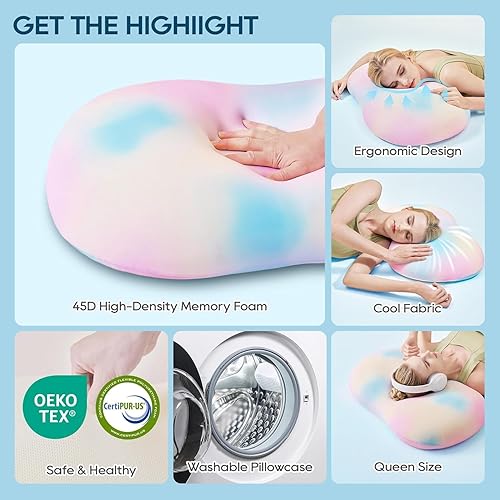 Miniatura 2 de AIRSKY Almohadas suaves de espuma viscoelástica, almohada para dormir de lado, almohada refrescante para dormir, certificada CertiPUR-US, inodora,