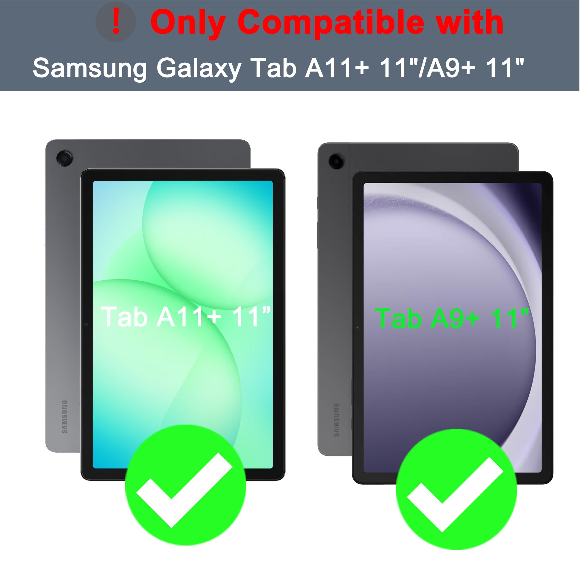 ROOFEI Für Galaxy Tab A11+/A9+ Hülle mit Tastatur Deutsches QWERTZ Layout | 7 Farben Beleuchtung | Magnetische Abnehmbare Trackpad Tablet Cover | Beleuchtete Tastatur für Tab A9 Plus/A11 Plus 11"