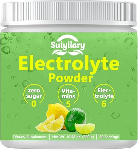 Electrolitos en polvo sin azúcar, mezcla de bebida con electrolitos, 5 vitaminas y 6 electrolitos, apto para dieta cetogénica, potasio y sal, polvo