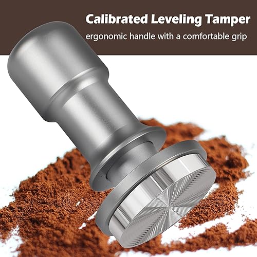 Miniatura 4 de PUSEE Tamper de café espresso de 1.77 pulgadas, calibrado de alta calidad de 30 libras, con carga de resorte, 100% acero inoxidable para barista,