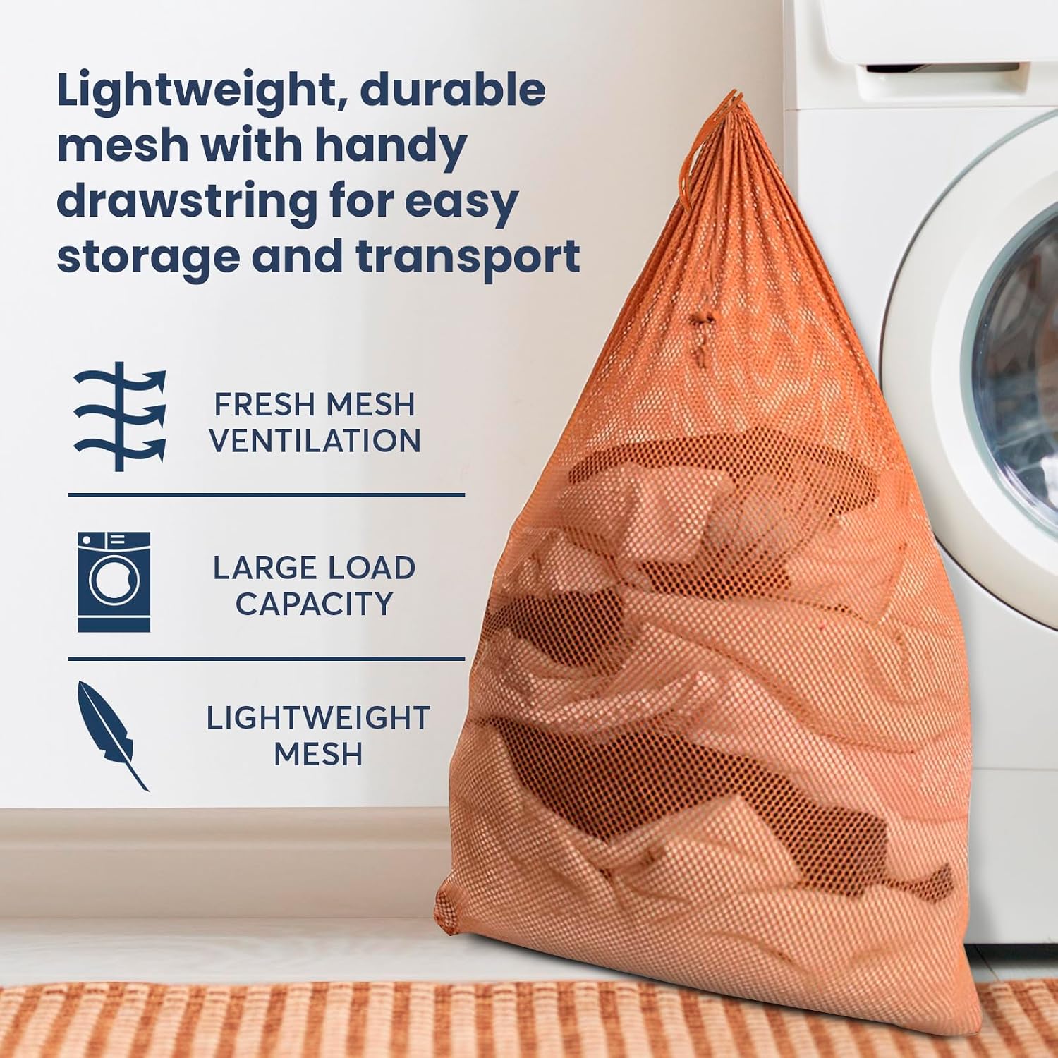 Premium Heavy-Duty Mesh Laundry Bag - Clothes Hamper w/Drawstring - Home & College Essentials Camel (36"x24") image 2