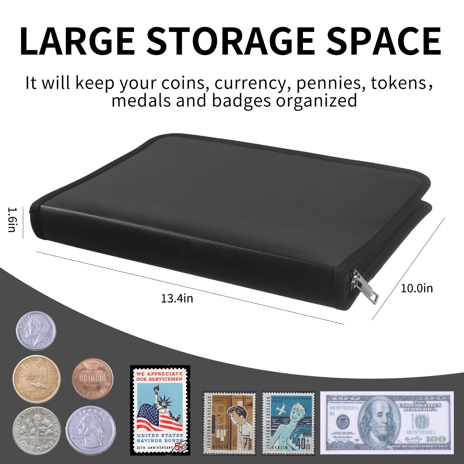 Libro di raccolta di monete ignifugo per collezionisti - Album per collezione di monete da 520 tasche e 36 custodie per valute Album porta soldi, raccoglitore per monete resistente, grande collezione