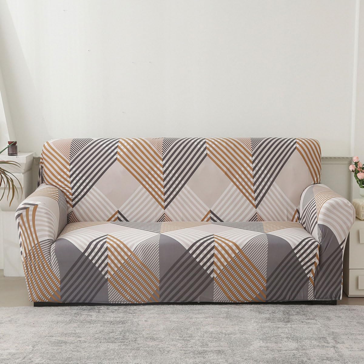 Qlkiybg H Ig Stretc Sofa Covers 1 2 3 4Seater Super Soft Sofa Slipcover Printed Pattern Couc Cover Polyester Spandex Sofa Slipcover Non-Slip Sofa Slipcovers Furniture Prote(Size:3 Seater(190-230Cm),Color:h)