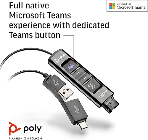 Miniatura 7 de Poly - Adaptador digital DA85M USB-AUSB-C (Plantronics) - Funciona con auriculares Poly Call Center de desconexión rápida (QD) - Protección auditiva