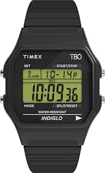 Amazon.com: Timex T80 34mm Watch – Black with Stainless Steel