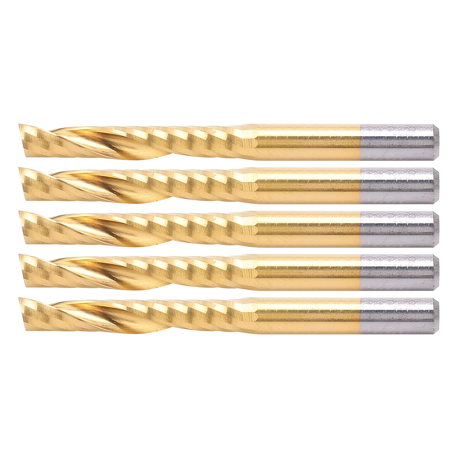 Zestaw 5 spiralnych frezów trzpieniowych CNC do cięcia aluminium, 4 mm x 25 mm x 45 mm, precyzyjne narzędzia ze stali szybkotnącej, pokrytej tytanem, do obróbki CNC