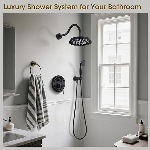 Miniatura 2 de Cabezal de ducha de lluvia con rociador de mano, sistema de ducha de lluvia con válvula de inserción, juego de grifo de ducha con válvula de