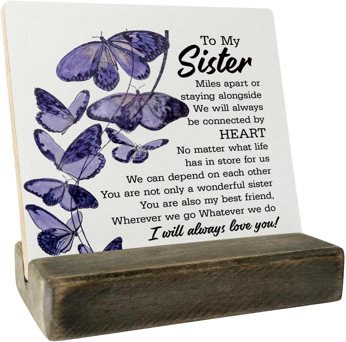 To My Sister Wood Sign Gift, A Wonderful Sister & Best Friends, Plaque with Wooden Stand, Meaningful Wood Sign Plaque Gift, Wood Plaque Gift, Mother's Day Christmas Thanksgiving Birthday Gift