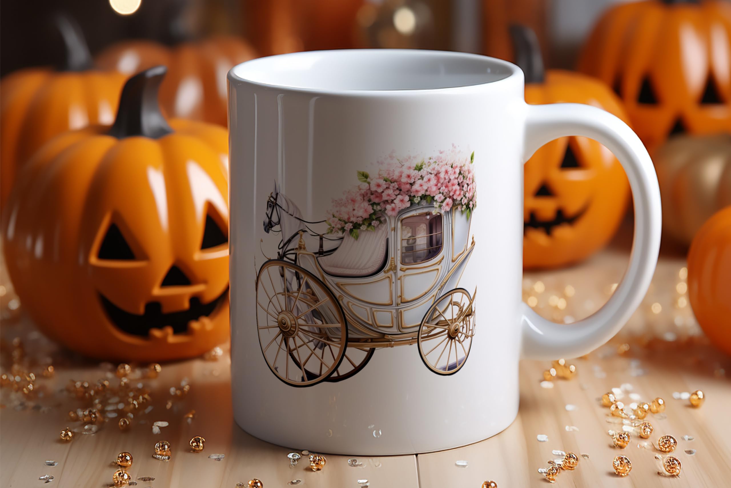 Tazza in ceramica bianca da 11 once con foresta di betulle invernali ad acquerello - Italia