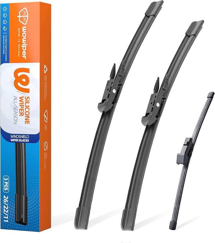 Palhetas de limpador de para-brisa de silicone WOWIPER para Ford Explorer 2011 a 2023 – Conjunto com 3 unidades