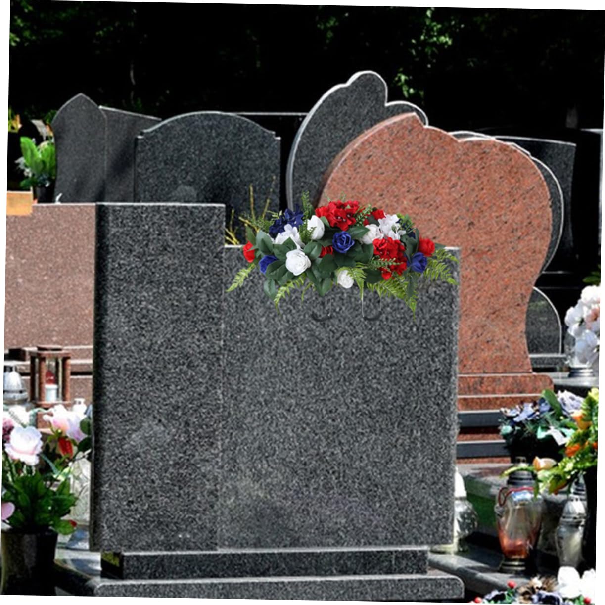POPETPOP Fiori Artificiali Per Lapidi Sella Plastica Fiori Per Tombe Cimitero Decorazione Per Lapidi All Aperto Resistenti Alle Intemperie