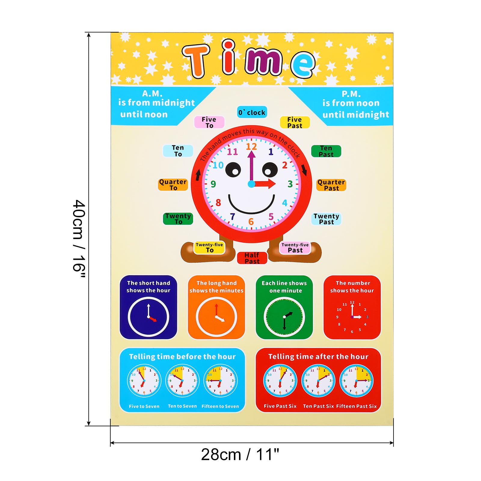 Amazon | PATIKIL 4個 タイムチャート 40x28 cm サークルタイムポスター サークルタイムテーブルチャート ラミネート大型教育  カラフル クリア用品 教室の壁学習用 | 工作用品 | 文房具・オフィス用品