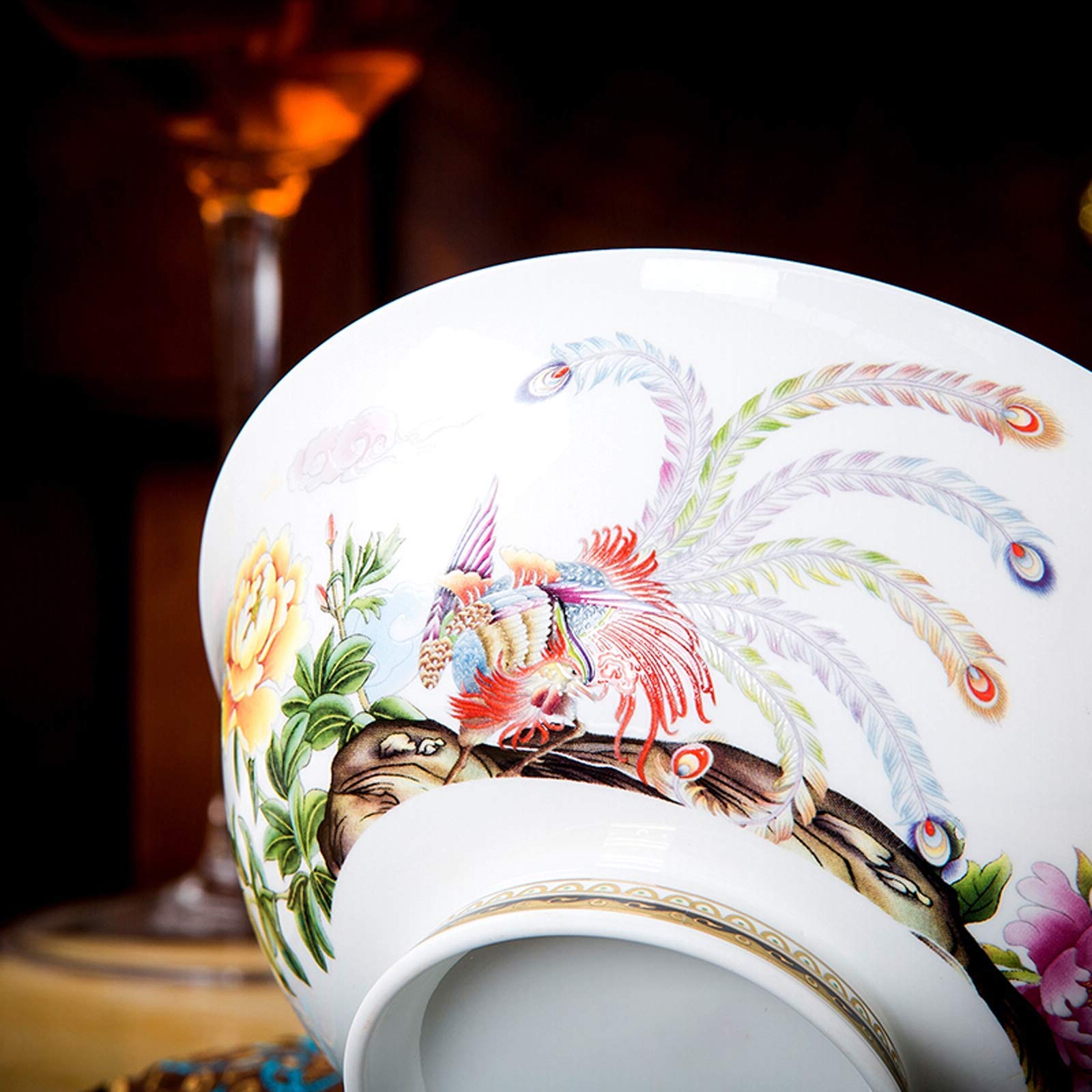 Klasyczna zastawa stołowa z ceramiki, Zestaw naczyń ceramicznych, Wysokiej klasy emaliowany porcelanowy garnek/talerz/miska na zupę | Zestawy obiadowe z porcelany kostnej, 50 sztuk