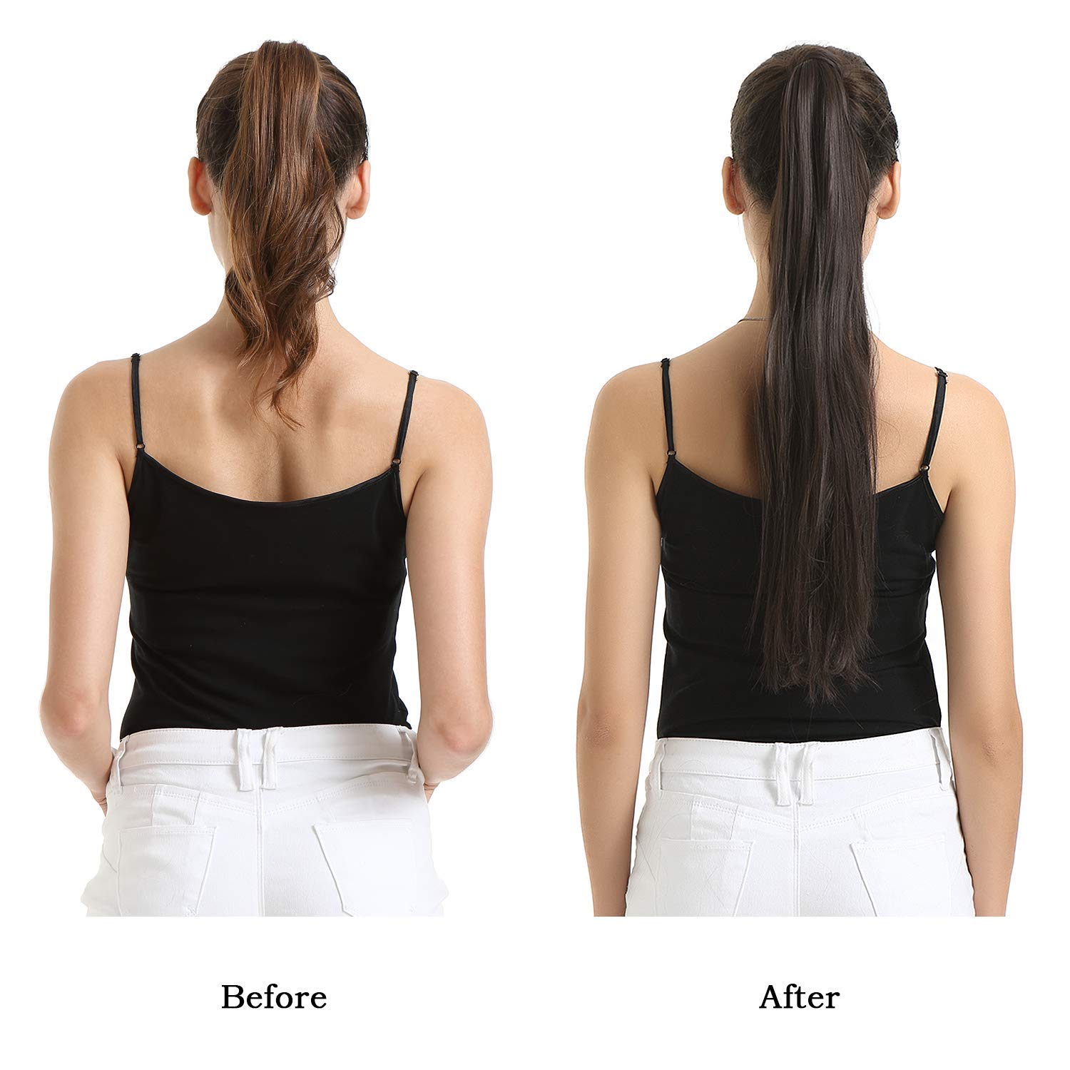 Amazon.com : BARSDAR Chocolate Brown Straight Wrap Ponytail 