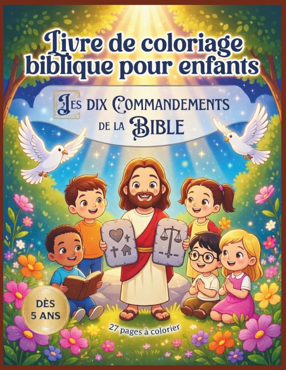Les 10 Commandements de la Bible – Livre de coloriage chrétien pour enfants (5-8 ans): 27 coloriages bibliques pour comprendre les lois de Dieu | Idéal école du dimanche et catéchisme