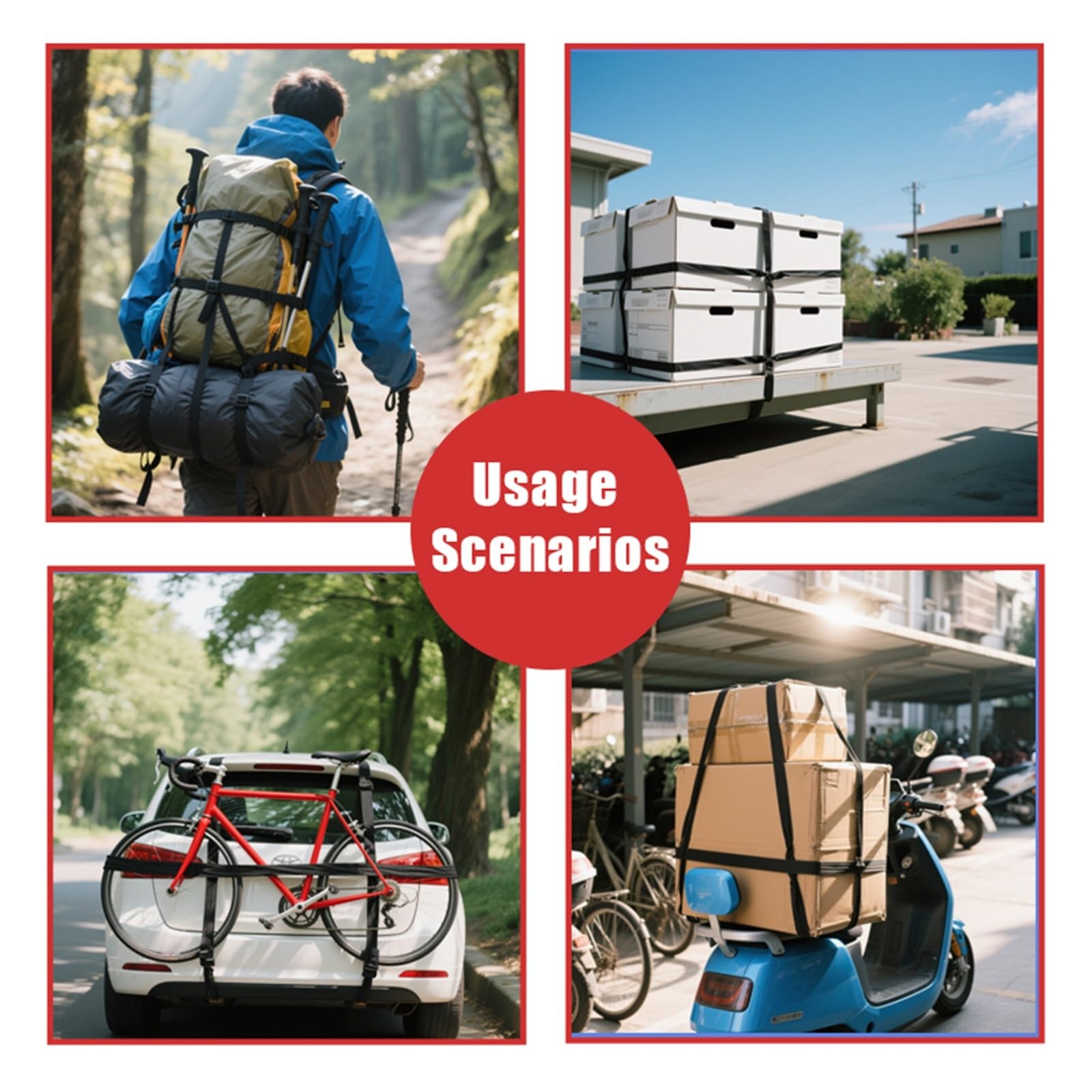 Zurrgurt, Robuster schwarzer Nylon-Spanngurt – 1/1,5/2 m Gepäck-Spanngurt mit Klemmschnalle for Reisen und Camping im Freien(5pcs 1mX2.5cm)