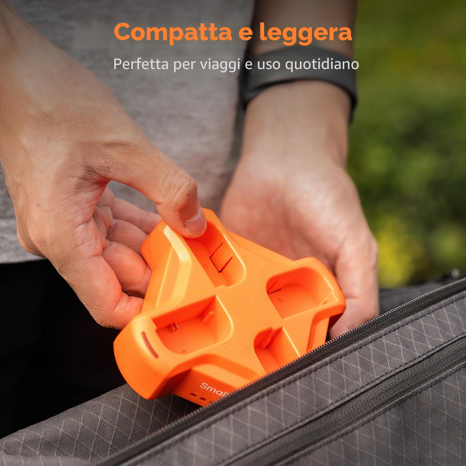 SMALLRIG LP-E6NH Caricabatterie per Fotocamera a 4 Canali, con Ricarica Rapida da 60 W, Display LED, Caricabatterie per Fotocamera Compatto a 4 Canali per Canon LP-E6NH Batteria, Arancia - 4838