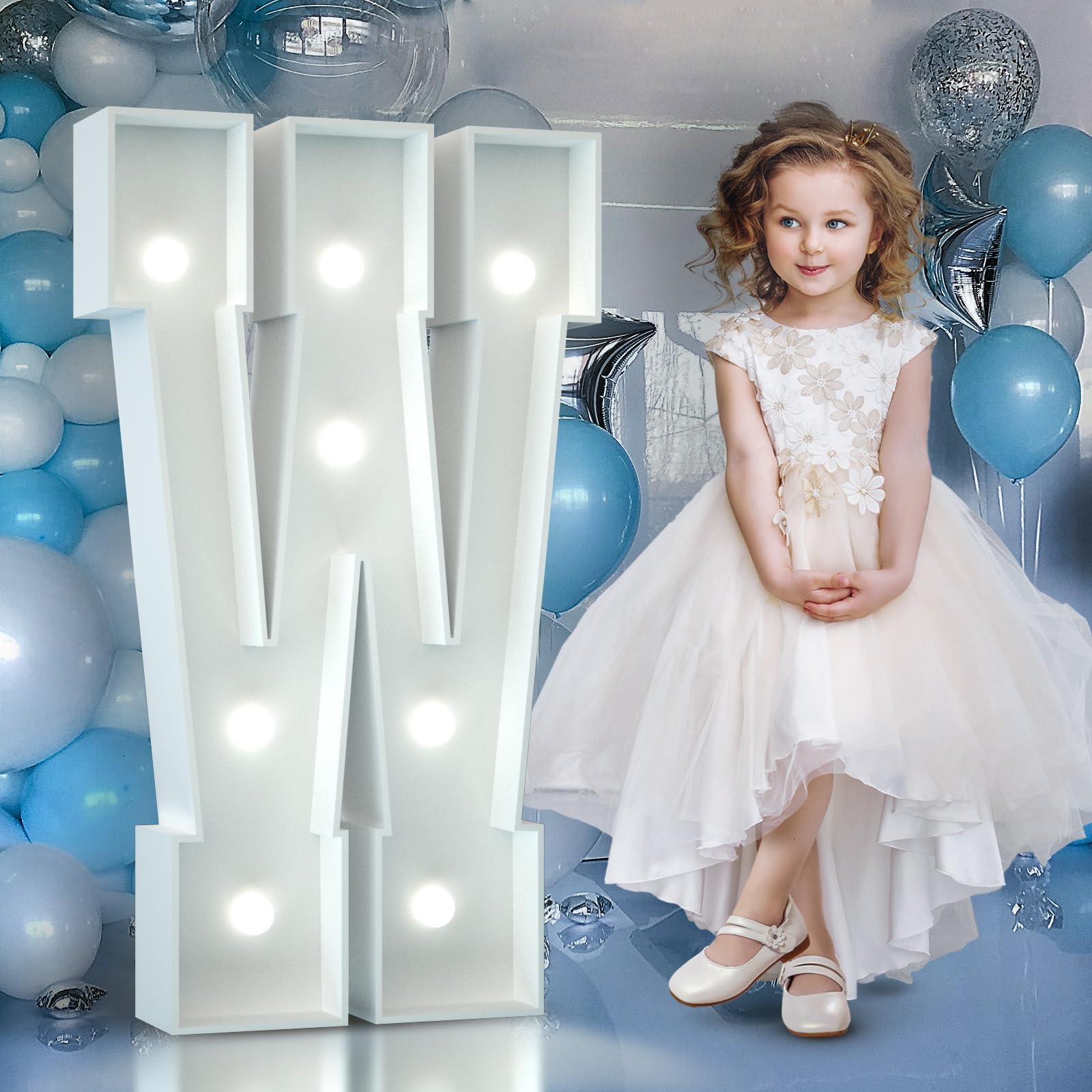 4FT Light Up Numbers Birthday Decoration Large Marquee Numbers 1 for 1st 18th 21st Birthday Party Decor Wedding, Big Number Frame Foam Cardboard Mosaic Arch Stand Pre-Cut Numbers — view 10