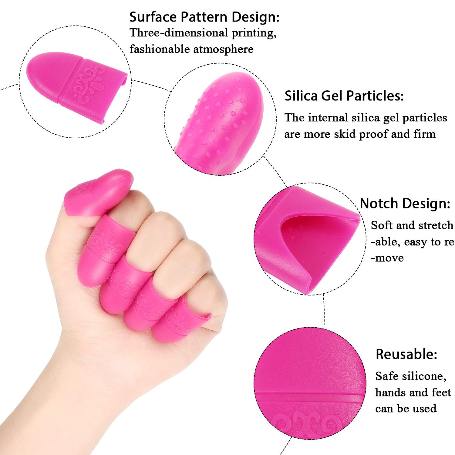 Boao 30 Pieces Silicone Nail Art Soak off Cap Clips, Wearable Gel Polish Remover Clips, Fingernail Wrap Cleaner Reusable Caps in Purple, Rosy and Pink for DIY Nail Supplies