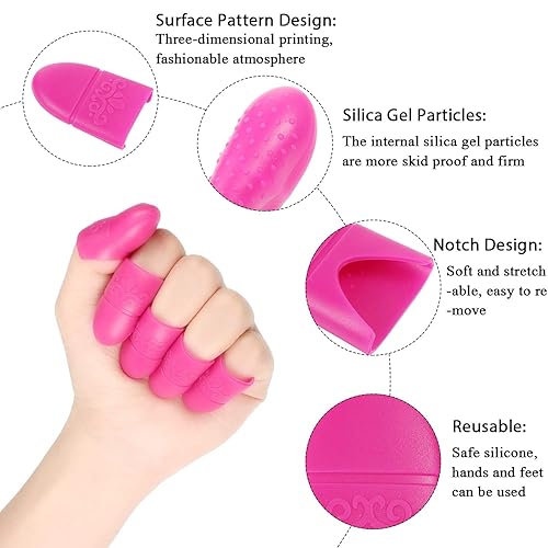 Miniatura 3 de Boao 30 tapas de uñas de gel de silicona, removedor de esmalte de uñas, reutilizables, para remojar en morado, rosa y rosa, para suministros de uñas