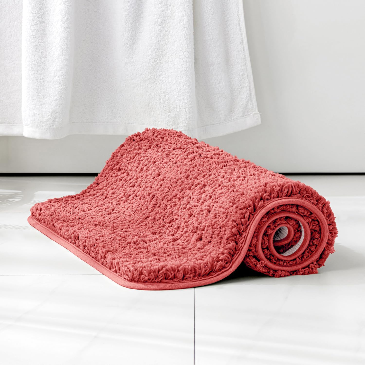 MIULEE Extra Thick Non Slip Bathroom Rug Shaggy Soft Bath Mat Plush Microfiber Absorbent Water for Shower Tub Machine Washable, Valentines Day Decor (