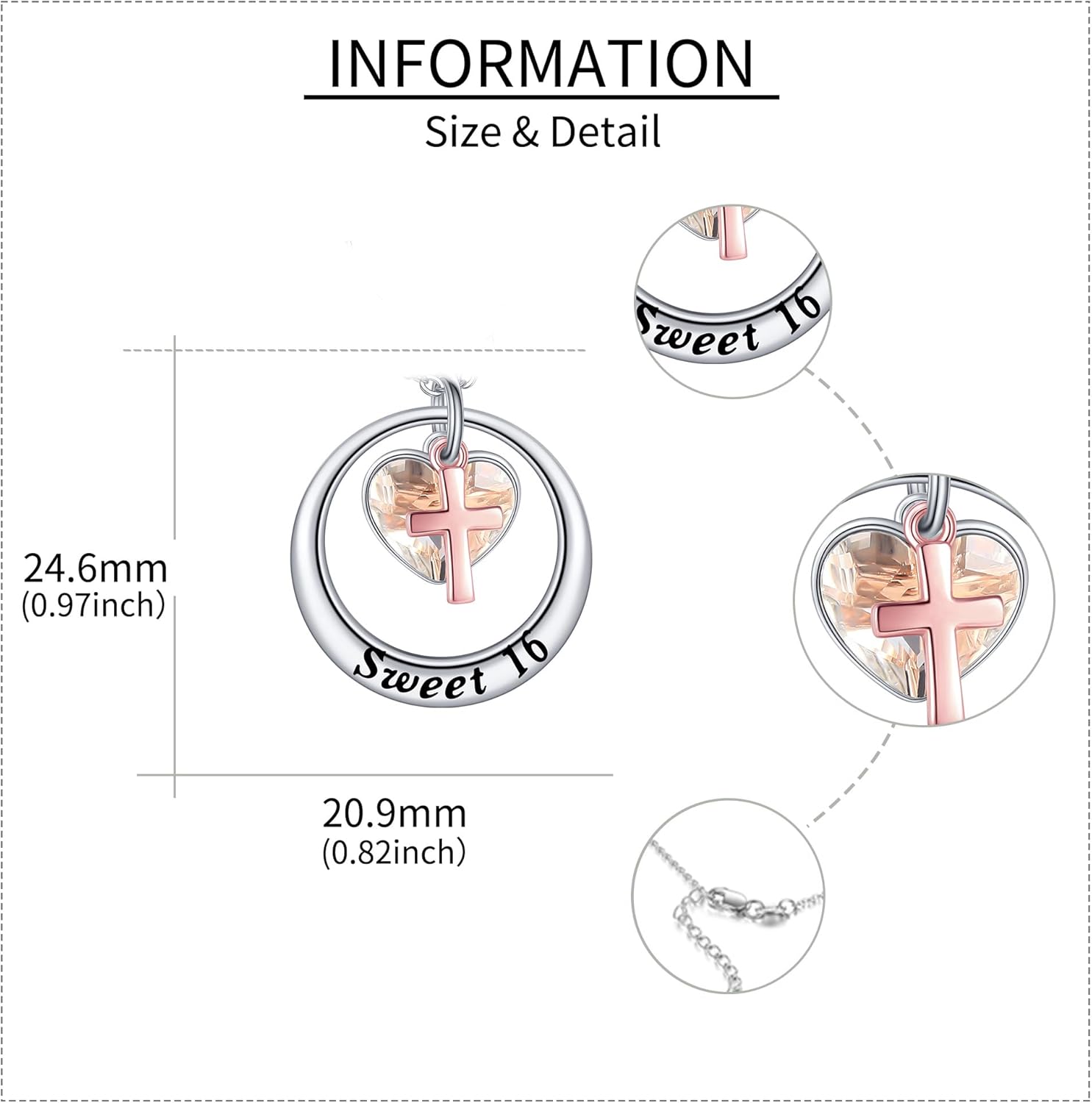 Sweet 16 Gifts Sterling Silver Sweet 16 Necklace Sixteen Birthday Jewelry Gifts for Women - Image 5