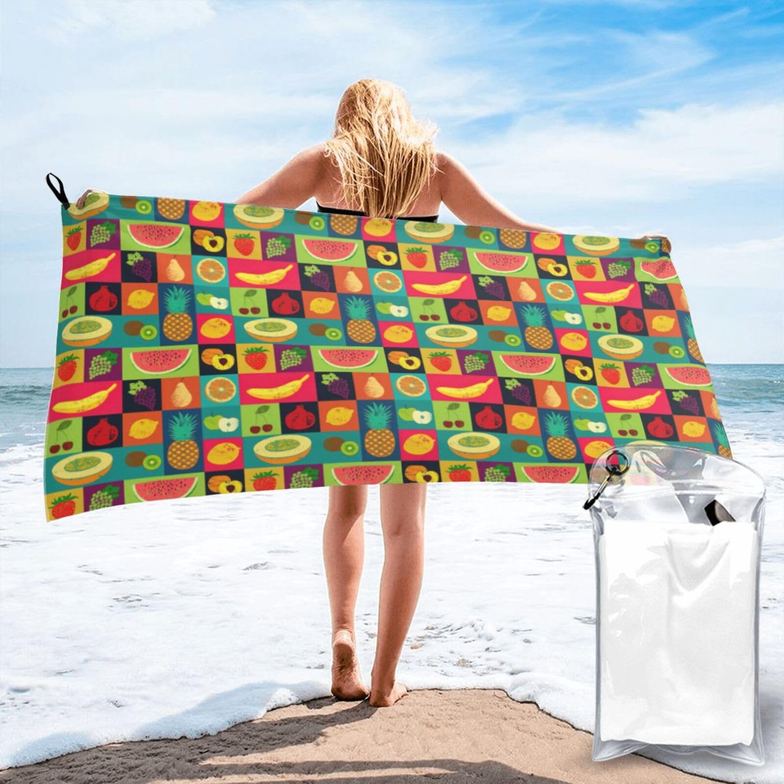 AYYQWE Art Style Fruit Print Lightweight Towel For Men Women Travel Beach Camping Hiking Yoga Swimming Sports