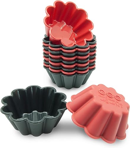 Freshware Paquete de 12 moldes de silicona para magdalenas, 3 pulgadas, reutilizables y antiadherentes para cupcakes, para fiestas, Halloween,