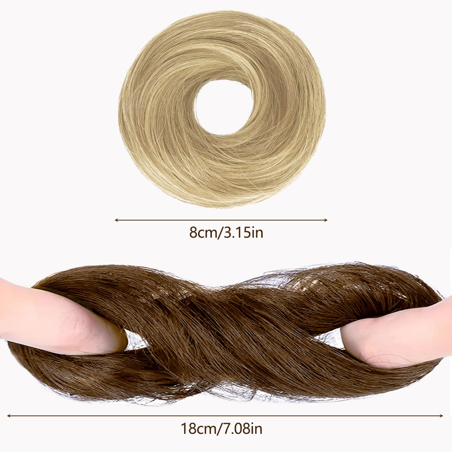Hair Pieces for Women Messy Hair Bun Scrunchie, Elastic Hair Bun Extensions, Updo Hair Accessories, Synthetic Curly Scrunchies (Blonde) - Image 2
