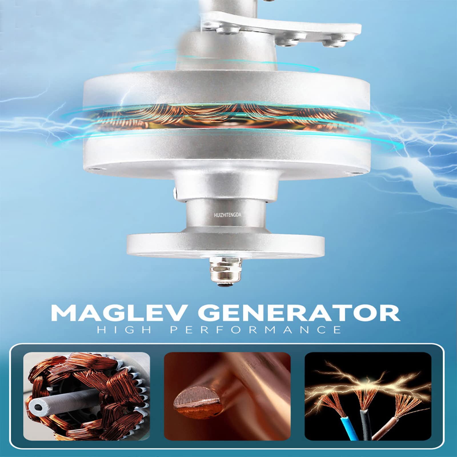 3000W vertikaler Noise Wind -Turbinengenerator -Kit, 12 V 24 V 48 V Windkraftanlage 3 Blades Windmühlengenerator Kit mit Controller für Familien und Camping geeignet