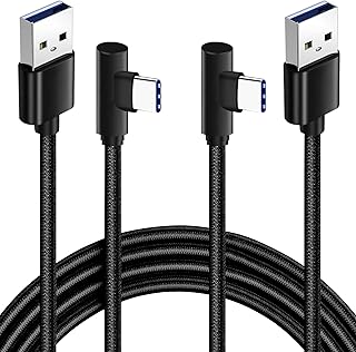 2Pack 1.8M USB Type C Cable Right Angle 90 Degree Charger Cable for Samsung Galaxy A53 5G/A52 A52S A51 A54 A23 A22 A33 A32 A13 A14 A12 A21S/S21 S20 Plus Ultra FE A31 A41 A50,3A Fast Charge Charging