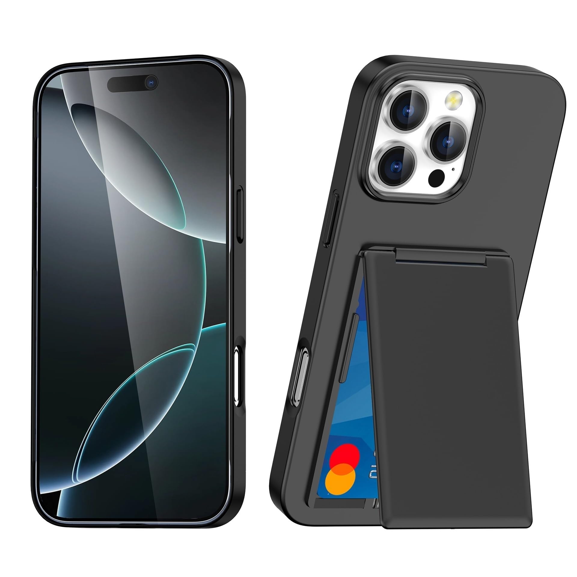 Coque iPhone 16 étui portefeuille protection antichoc noir