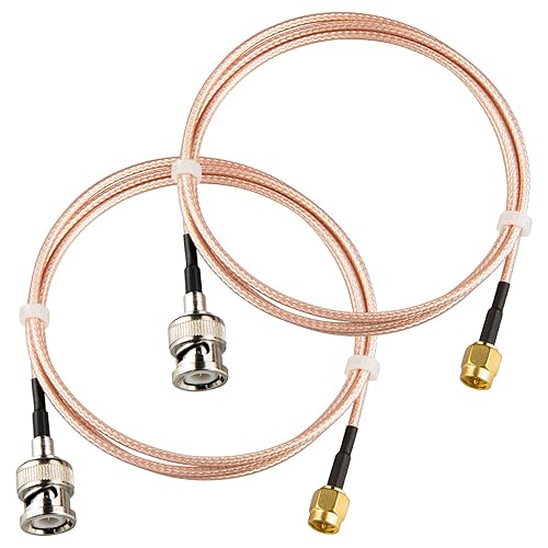 Miniatura 8 de BNC macho a SMA macho Conectores 3.28 pies (3.3 ft) RG316 Cable coaxial de baja pérdida 50ohm BNC a SMA Macho Adaptador para